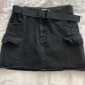 Black cargo skirt